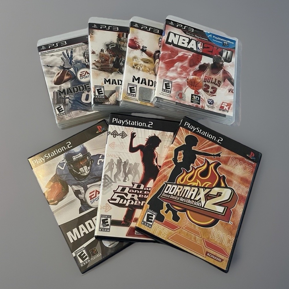 Sony PlayStation 2 & 3 Video Game Lot Madden NFL NBA 2K11 DDR SuperNOVA 7 Games